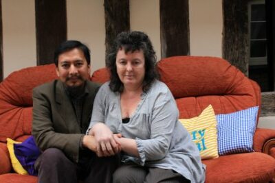 Mohan Rana and Carol Ann Duffy at the 2011 Ledbury Poetry Festival